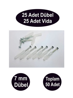 Vida Dübel Seti (25 Adet Vida + 25 Adet Dübel) Vida Vida Tr