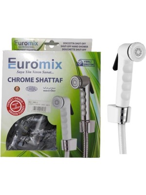 Euromix Taharetmatik Şaddaf Takımı Plastik Taharatmatik Seti Duş Seti Beyaz Metal