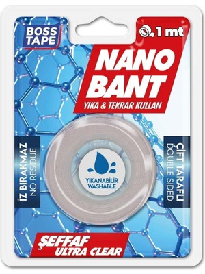 Nano Süper Güçlü 1 Metre Elastik Bant Şeffaf Yıkanabilir Balon Yapılabilir Süper Güçlü Yapıştırıcı