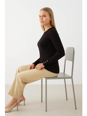 Fashion Friends Bisiklet Yaka Siyah Kadın Kazak 25K0023K1