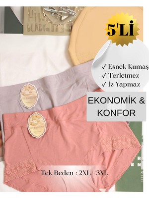 5li Ipek Karışımlı Bambu Kumaş Ithal Çamaşır Yüksek Bel Külot, Iz Yapmayan, Terletmeyen