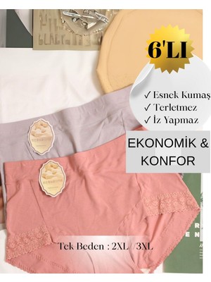 6’lı Paket Yüksek Bel Külot, Iz Yapmayan, Terletmeyen, Ithal Ipek Karışımlı Bambu Kumaş