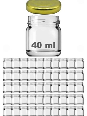 50 Adet Metal Gold Kapaklı Cam Mini Kavanoz 40 cc Kına Düğün Söz Nişan Hediyeliği