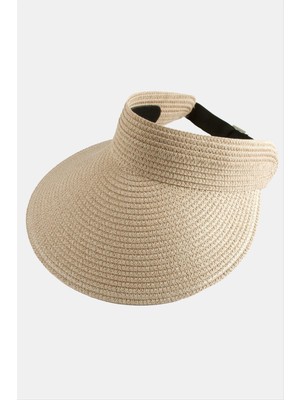Resveq Kasketli Hasır Plaj Şapkası-Pudra Rengi