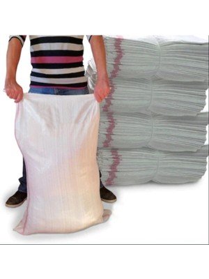 Naylon Çuval - Sentetik Çuval - Saman Çuval - Moloz Çuvalı - Şeker Un Çuvalı 10 Adet 60X90 cm Beyaz