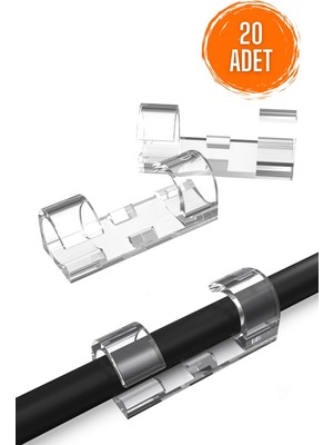 Kablo Gizleyici 20 Adet Şeffaf Klips Bilgisayar Televizyon Kablo Saklayıcı Kroşe Organizer Sabitleme