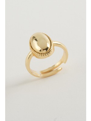 Resveq Oval Metal Yüzük-Sarı