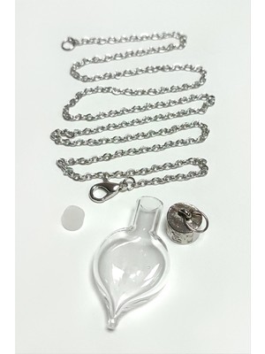 Resveq Metal Kapaklı Boş Fanus Canlı Kolye-Gümüş Rengi