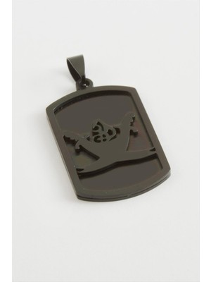 Resveq Kuluç Tuğra Çelik Kolye Ucu 2,5x4 Cm-Siyah