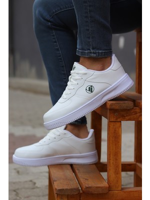 Vojo Faster Comfort Taban Erkek Sneakers Beyaz Suni Deri Kalın Tabanlı Günlük Ayakkabı