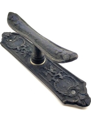 Antika Tarz Dekoratif Pirinç Çiçekli Pencere Kolu - 165X38 Mm, Oksit - Lisinya