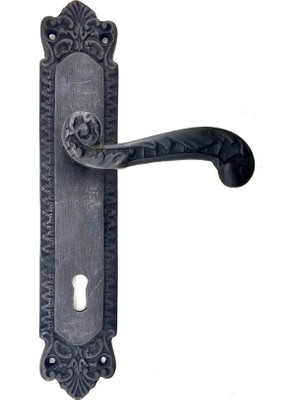 Antika Tarz Dekoratif Pirinç Sultan Yale Kapı Kolu - 270X54MM, Oksit - Lisinya