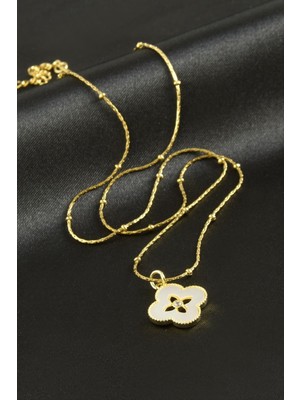 Çiçek Sedef Lüks Çelik Kolye