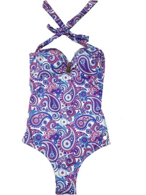 Blackspade Mavi Şal Desenli Kadın Mayo 8258