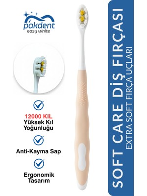 Soft Care Extra Yumuşak Diş Fırçası | Yüksek Kıl Yoğunluğu ( 12000 Kıl ) | Anti-Kayma Sap