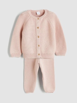 Kız Bebek Triko Hırka ve Pantolon 2'li  (W5)