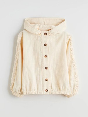Kapüşonlu Dantel Detaylı Kız Çocuk Ceket  (W5)