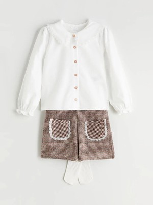 Kız Bebek Gömlek Etek ve Külotlu Çorap 3'lü  (W5)