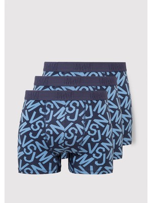Mavi 3lü Baskılı Mavi Boxer 0912204-85803