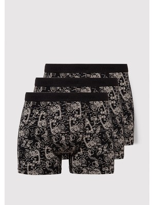 Mavi 3lü Grafik Baskılı Siyah Boxer 0912233-900