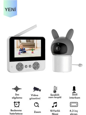 Bebek Kamerası Kumandalı Monitörlü Karşılıklı Konuşma Özellikli , Hatırlatıcılı Ip Bebek Kamerası - Lisinya