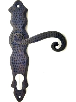 Antika Tarz Dekoratif Pirinç Kıvrık Banyo Kapı Kolu - 210X43 Mm, Oksit - Lisinya