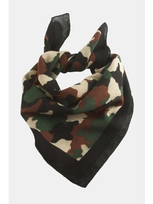 Resveq Asker Desenli Bandana 50X50-YEŞIL