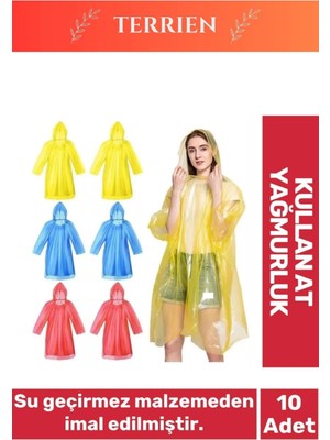 Özel Üretim Kullan At Su Geçirmez Sızdırmaz 0,2mm Kalınlık Tek Kullanımlık 10 Adet Yağmurluk