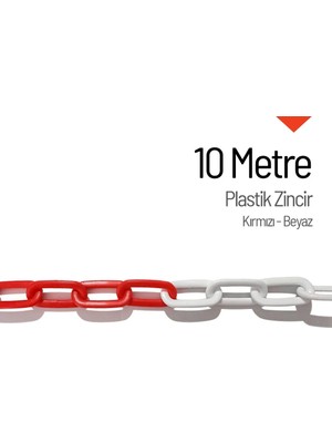 Plastik Zincir Kırmızı Beyaz - Bariyer Zinciri 10 Metre Tr