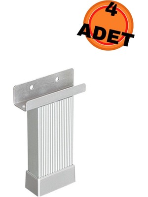 5 cm Çizgili Alüminyum U Geçme Ayak 20X45 mm Matkrom (4 Adet) Masa Ayakları Metalik