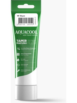Aquacool Su Bazlı Çatlak Giderici Hızlı Kuruyan Ahşap Tamir Dolgu Macunu 101 Beyaz Rengi 200 gr