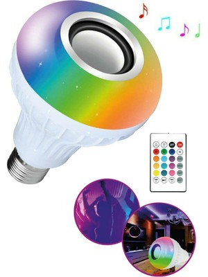 Bluetooth Hoparlörlü Kumandalı Rgb Akıllı LED Ampul LED Ampul 3 Watt
