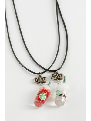 Resveq Içecek Arkadaşlık Kolyeleri Çift Kolye-Siyah