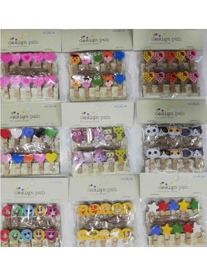 10'lu Şekilli Ahşap Mandallar 3.5cm (10'lu Set-10 Paket)