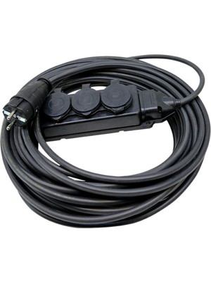 Kauçuk Başlıklı 10 Metre Siyah Uzatma Kablosu 3x1,5 mm 3 Yok 8 - 10 M Yok Uzatma Kablosu Yok Siyah T