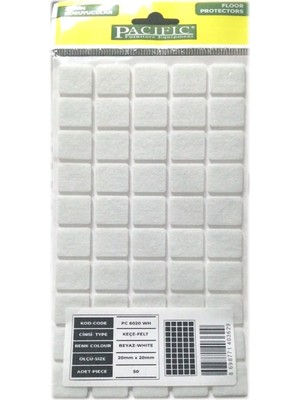 Yapışkanlı Sandalye Koltuk Mobilya Ayak Keçesi 20 x 20 mm Beyaz - Keçeler - Tek Ebat Keçeler Beyaz