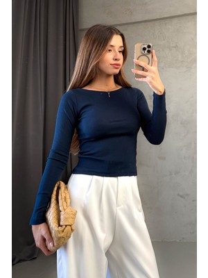 Kadın Kayık Yaka Uzun Kol Tshirt