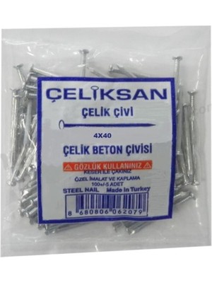 Çelik Beton Çivi 4X40 (4 Lük Beton Çivisi) 100 Adet Gümüş Çivi
