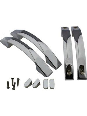 Krom Duşakabin Kulp Seti 2 Iç 2 Dış Çift Kapak Kulbu Sert Plastik