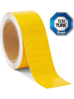 Reflektörlü Reflektif Şerit Bant Tüvtürk Uyumlu C E1 Onaylı Bant Sarı - 1 Metre Şerit Bant