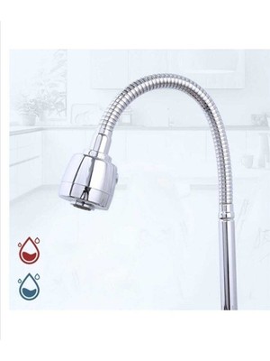 Oynar Başlıklı Sprialli Hortumlu Mutfak Lavabo Musluk Batarya Başlığı Hareketli Krom Oynar Krom