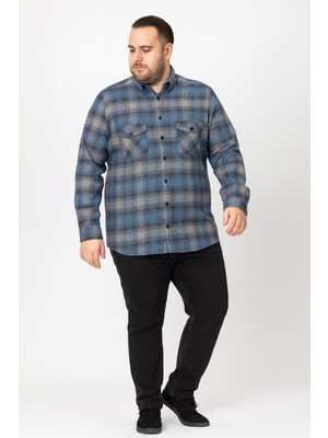 Kaşmir Büyük Beden Klasik Çift Cepli Erkek Gömlek - 7395