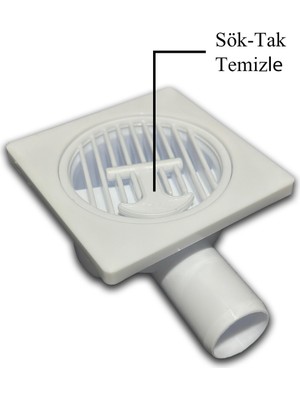 Plastik Yer Sifonu Yandan Çıkış 32 mm 10X10 cm - Yer Sifonu Gider Süzgeci Süzgeç, Banyo Süzgeci, Ba