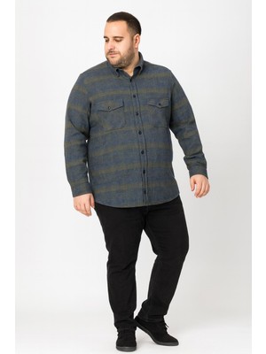 Kaşmir Büyük Beden Klasik Çift Cepli Erkek Gömlek - 7395