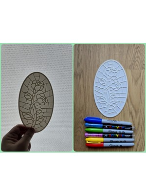 Iki Gül Vitray Paneli Dıy Renk Hayır Ams (Özelleştirilebilir Tasarım)