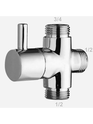 Yapıtaşı YT32 Kartepe Banyo Robot Duş Seti Yönlendirici Musluk 3/4x1/2x1/2 Duş Seti Pirinç Krom Renk