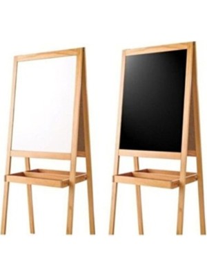 Yazı Tahtası- Çift Taraflı Ahşap Çerçeve Kara Tahta Manyetik Beyaz 40X50 Inter