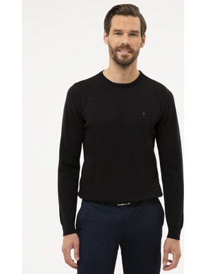 Pierre Cardin Erkek Siyah Slim Fit Bisiklet Yaka Basic Triko Kazak 50230805-VR046