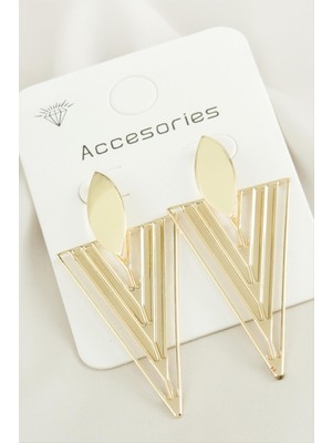 Resveq Üçgen Trend Metal Küpe-Sarı