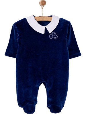 Hellobaby Yenidoğan Erkek Bebek Patikli Tulum Kadife Nakışlı Açık Mavi